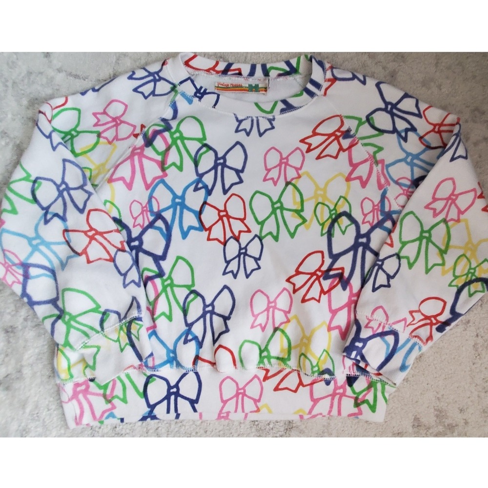 Vintage Havana Girls White Rainbow Bow Print Sweatshirt XL 16 - Picture 2 of 8